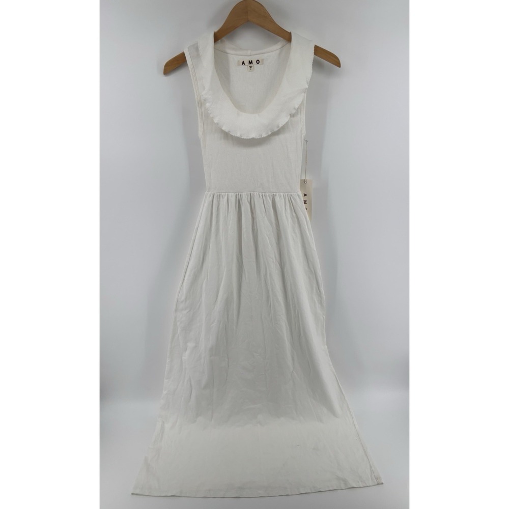 NWT Amo Ribbed Knit Ruffled Collar Midi Dress Sz S Mixed Media Limited Run